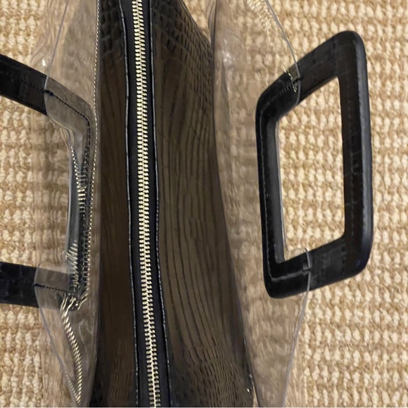 Staud Black Croc and Clear PVC Shirley Bag - Picture 6 of 7